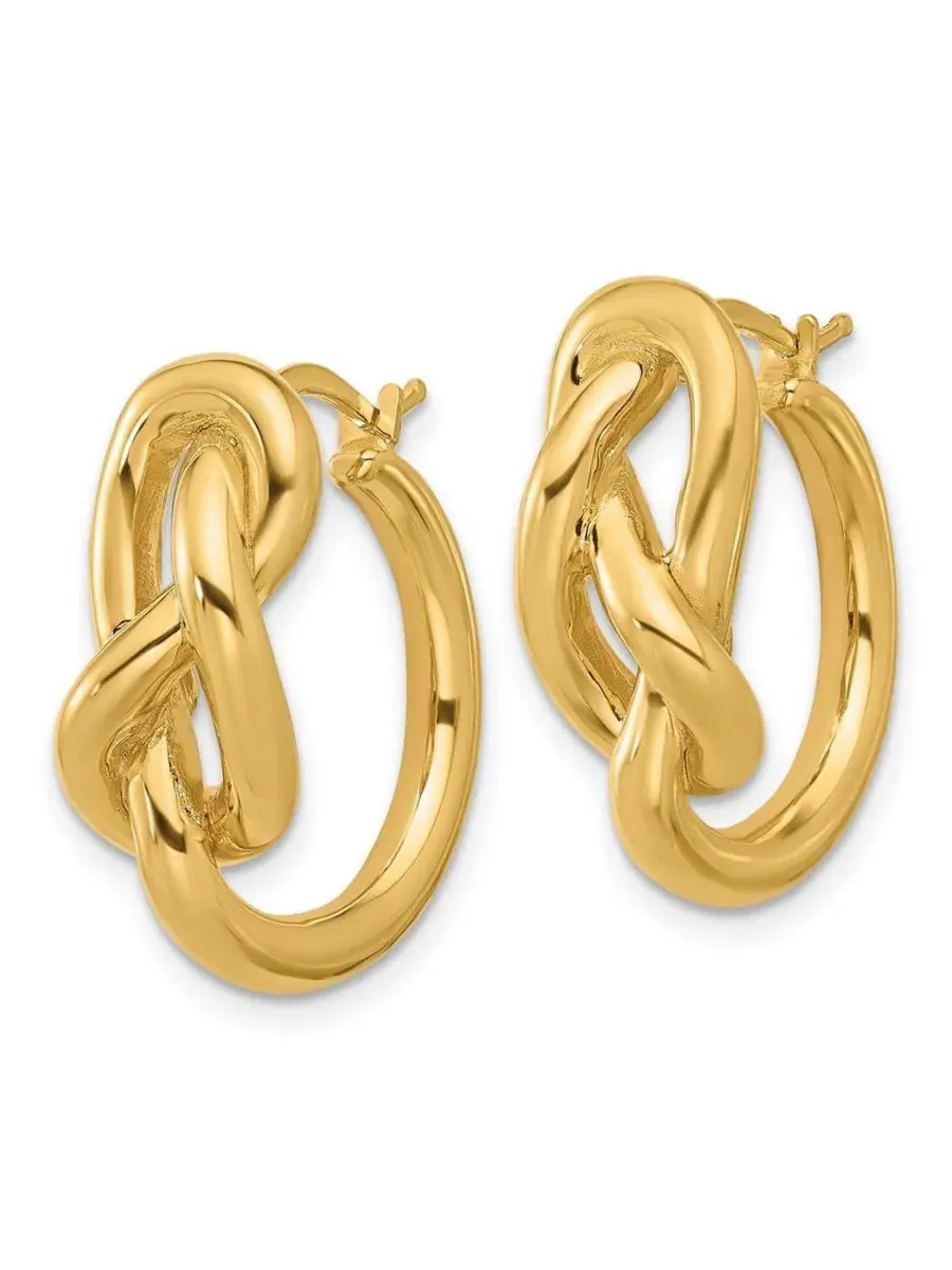 Серьги-кольца из желтого золота 18к с узлом бесконечности, 23 мм Curata Jewelry — изображение 3 из 7, оттенок нет цвета