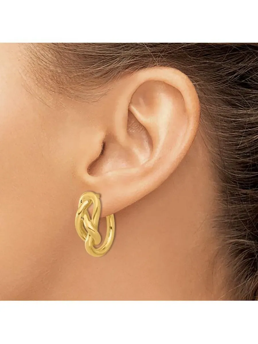 Серьги-кольца из желтого золота 18к с узлом бесконечности, 23 мм Curata Jewelry — изображение 4 из 7, оттенок нет цвета