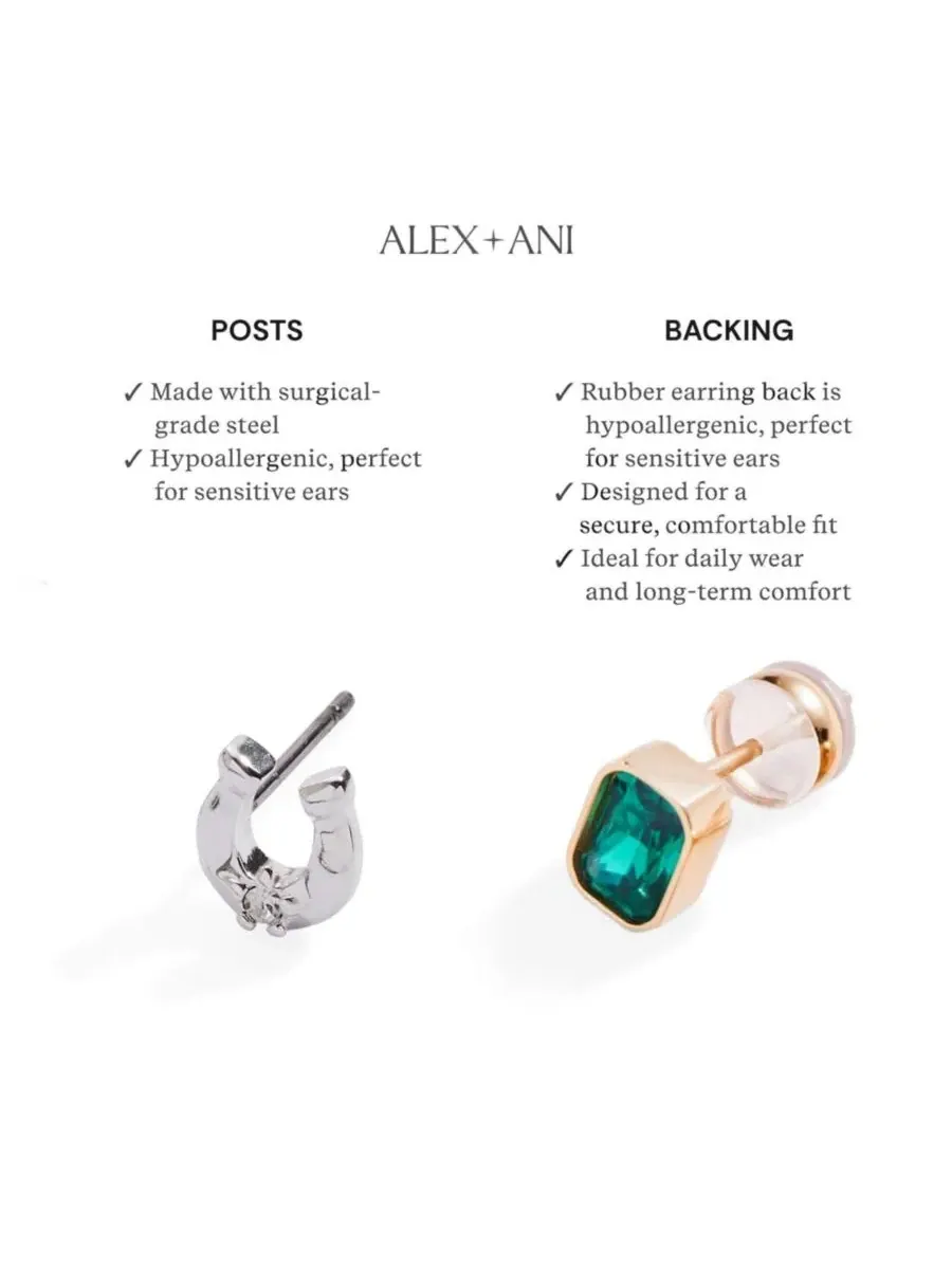 Серьги-гвоздики с кристаллами Незабудка Alex and Ani — изображение 3 из 3, оттенок золото