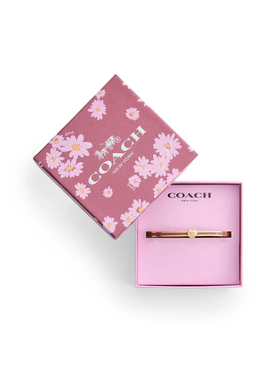 Браслет-цепочка с подвеской-сердцем из эмали Signature C COACH — изображение 6 из 6, оттенок коричневый/золотистый