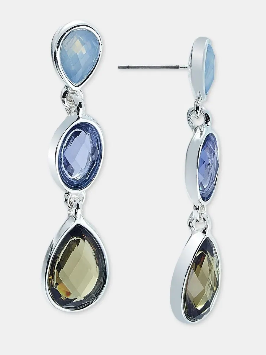 Серьги-подвески с гранеными камнями Anne Klein — изображение 3 из 3, оттенок синий