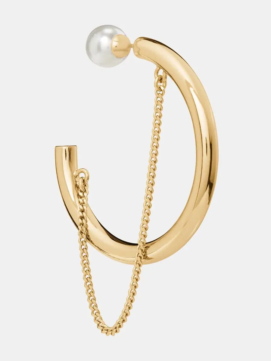 Серьги-кольца с цепочкой Kate Spade New York — изображение 2 из 4, оттенок бежевый