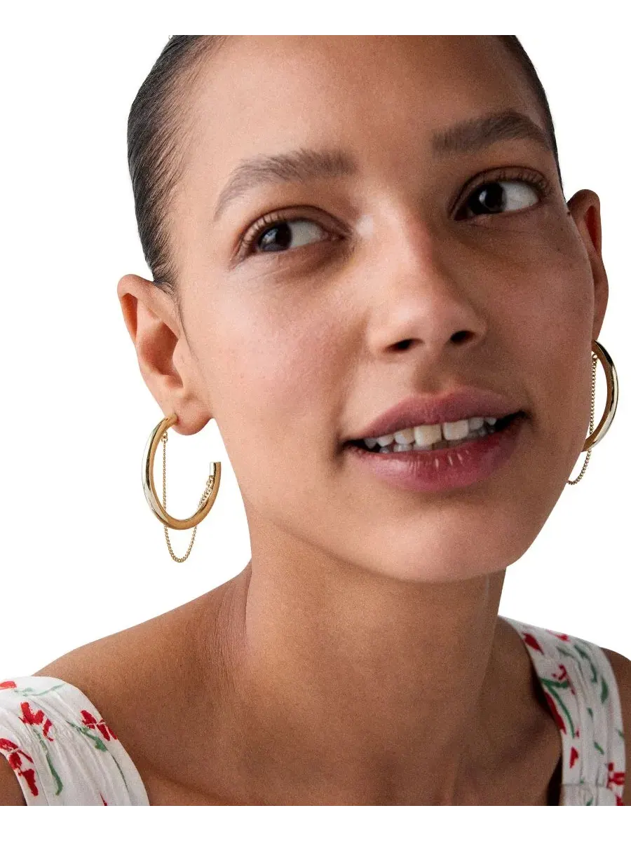 Серьги-кольца с цепочкой Kate Spade New York — изображение 4 из 4, оттенок бежевый