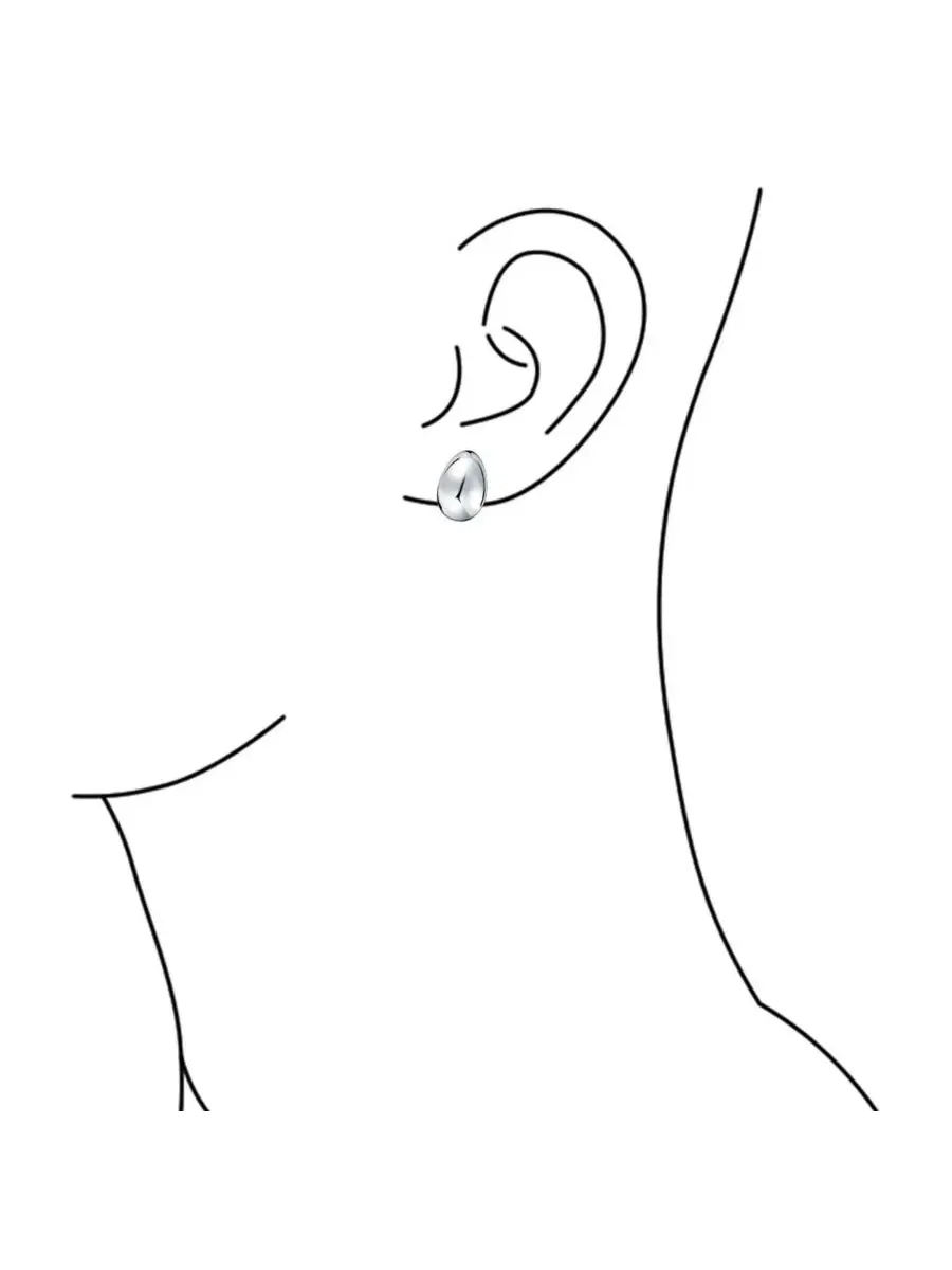 Серьги клипсы из стерлингового серебра, в форме капли, Classic Simple Dome Teardrop Bling Jewelry — изображение 3 из 3