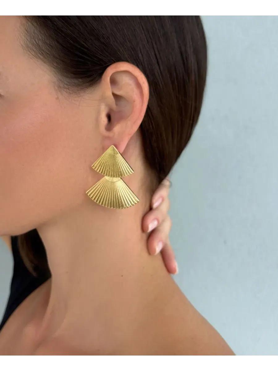 Серьги-пусеты Honore Statement ADORNIA — изображение 3 из 4, оттенок золото