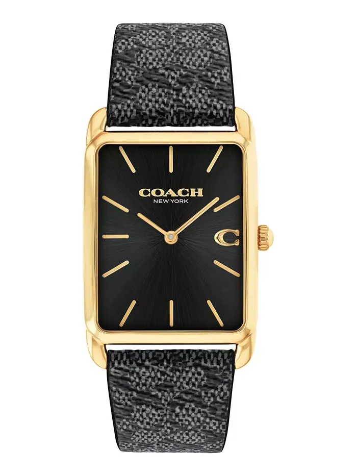 Мужские часы Elliot с черным кожаным ремешком, 32 x 36мм Coach