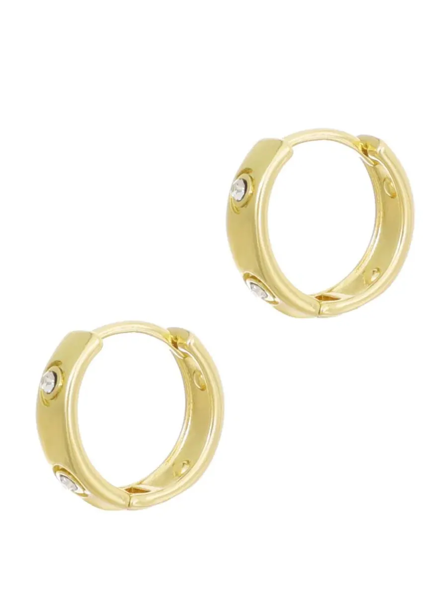 Серьги-кольца с кубическим цирконием, 14k золотое покрытие ADORNIA
