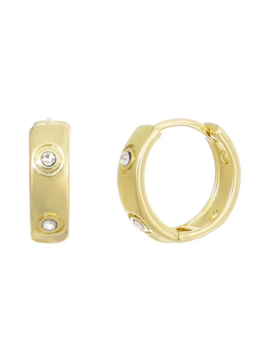 Серьги-кольца с кубическим цирконием, 14k золотое покрытие ADORNIA — изображение 2 из 3
