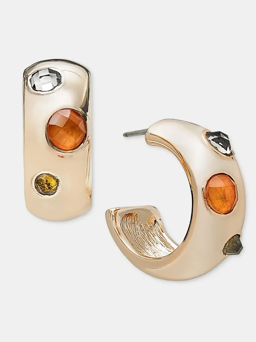 Серьги-кольца с камнями Small Stone C-Hoop Anne Klein — изображение 4 из 4, оттенок мульти