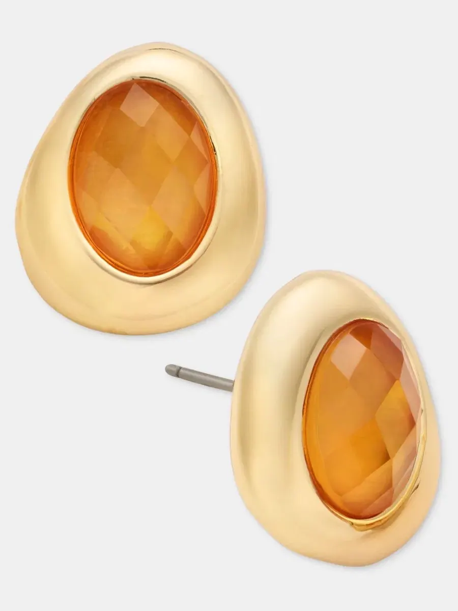 Серьги-пусеты с гранеными камнями Anne Klein — изображение 2 из 4, оттенок оранжевый