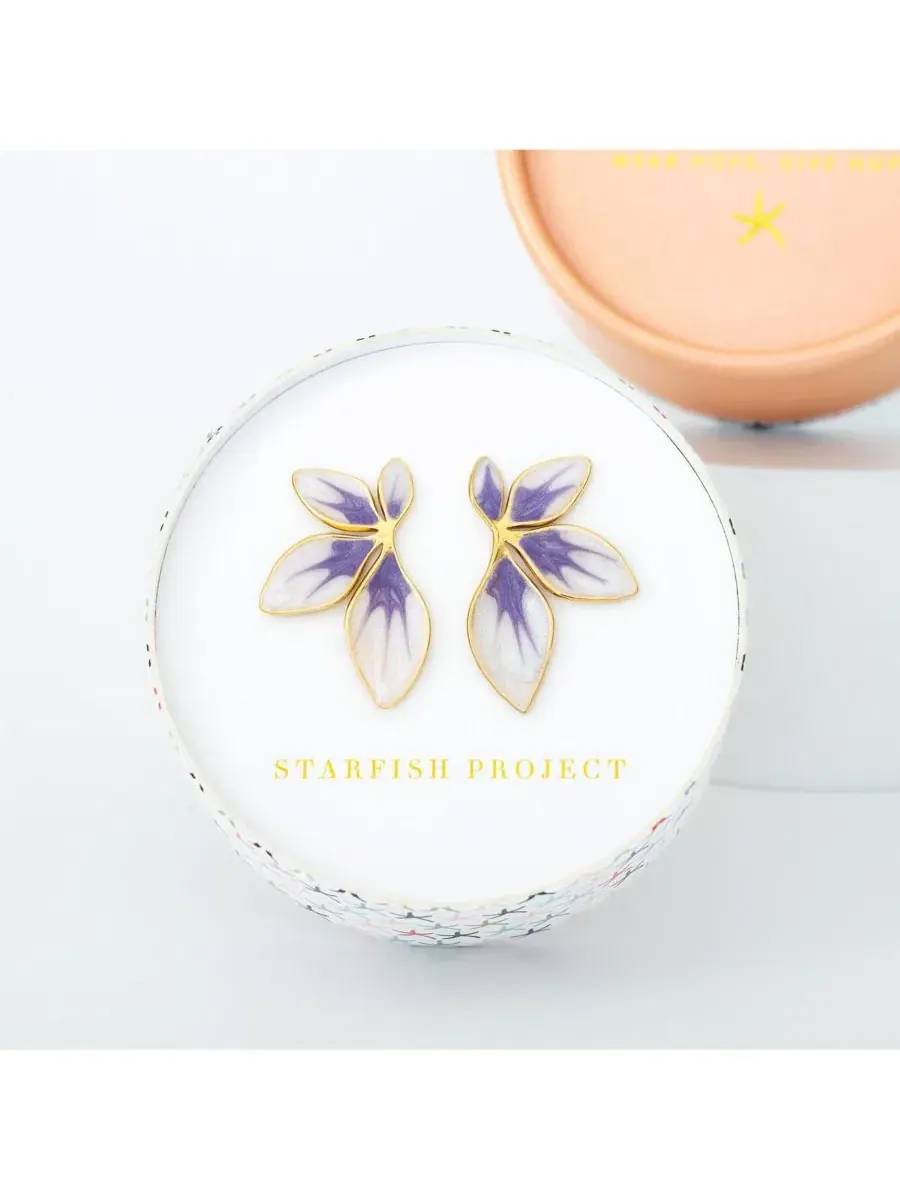 Серьги в виде цветущих листьев Starfish Project — изображение 3 из 3, оттенок фиолетовый