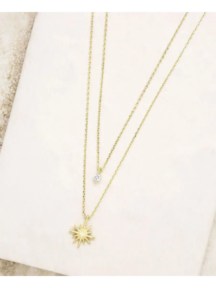 Колье с подвеской Starburst Crystal ETTIKA — изображение 2 из 3, оттенок золото