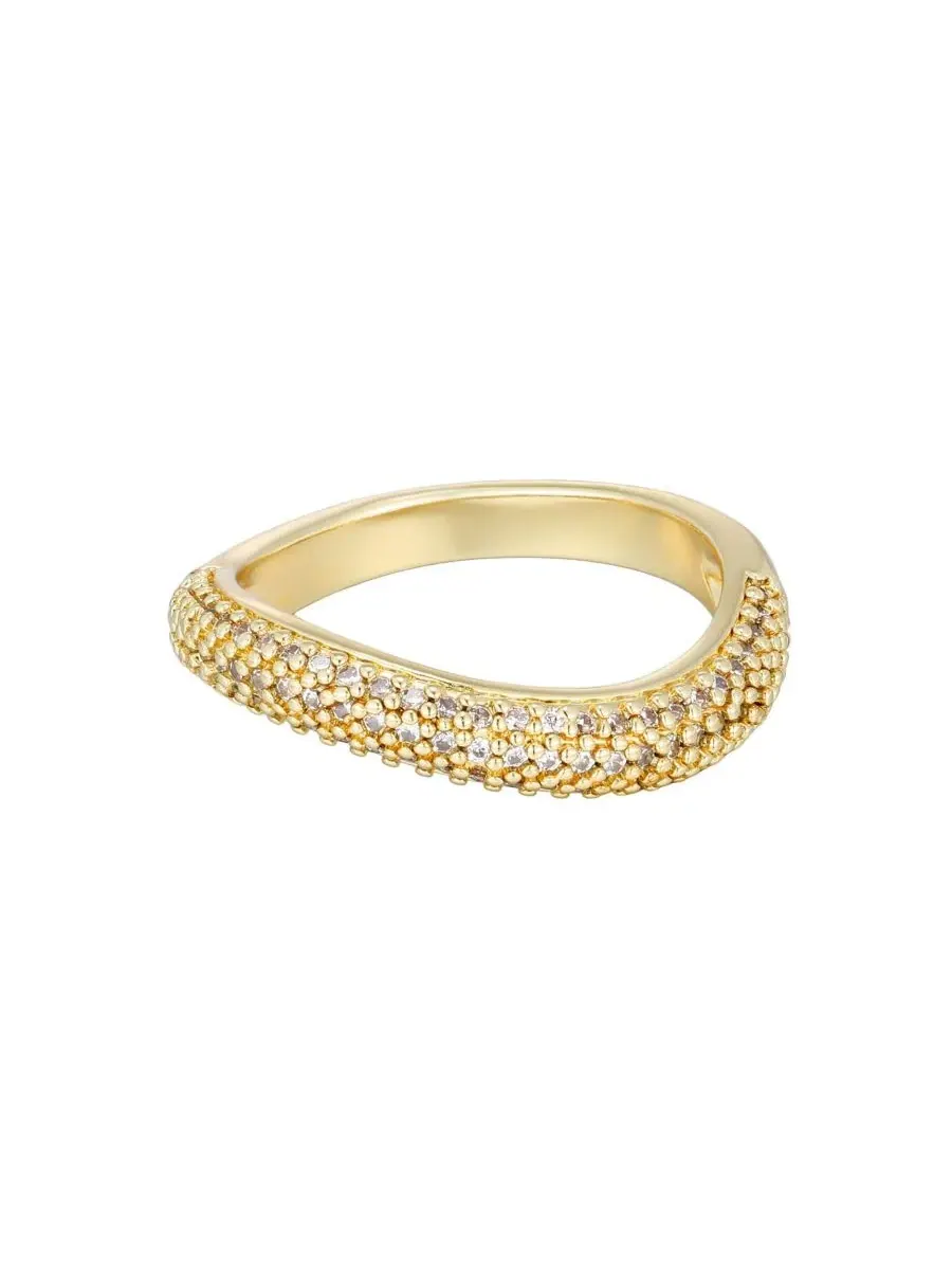 Кольцо из ювелирного сплава с фианитами Curved Chunky Band ADORNIA