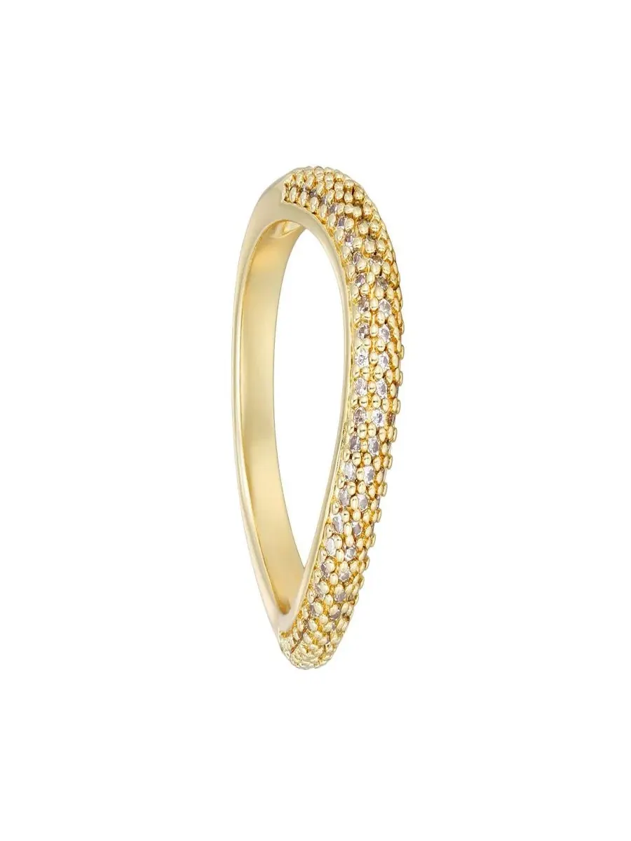 Кольцо из ювелирного сплава с фианитами Curved Chunky Band ADORNIA — изображение 2 из 3, оттенок золото