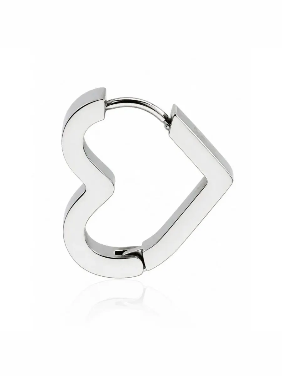 Серьги-кольца в форме сердца Rebl Jewelry — изображение 2 из 3, оттенок серебряный
