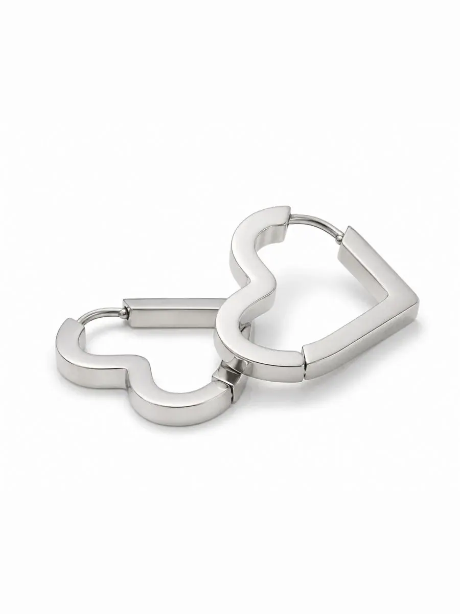 Серьги-кольца в форме сердца Rebl Jewelry — изображение 3 из 3, оттенок серебряный