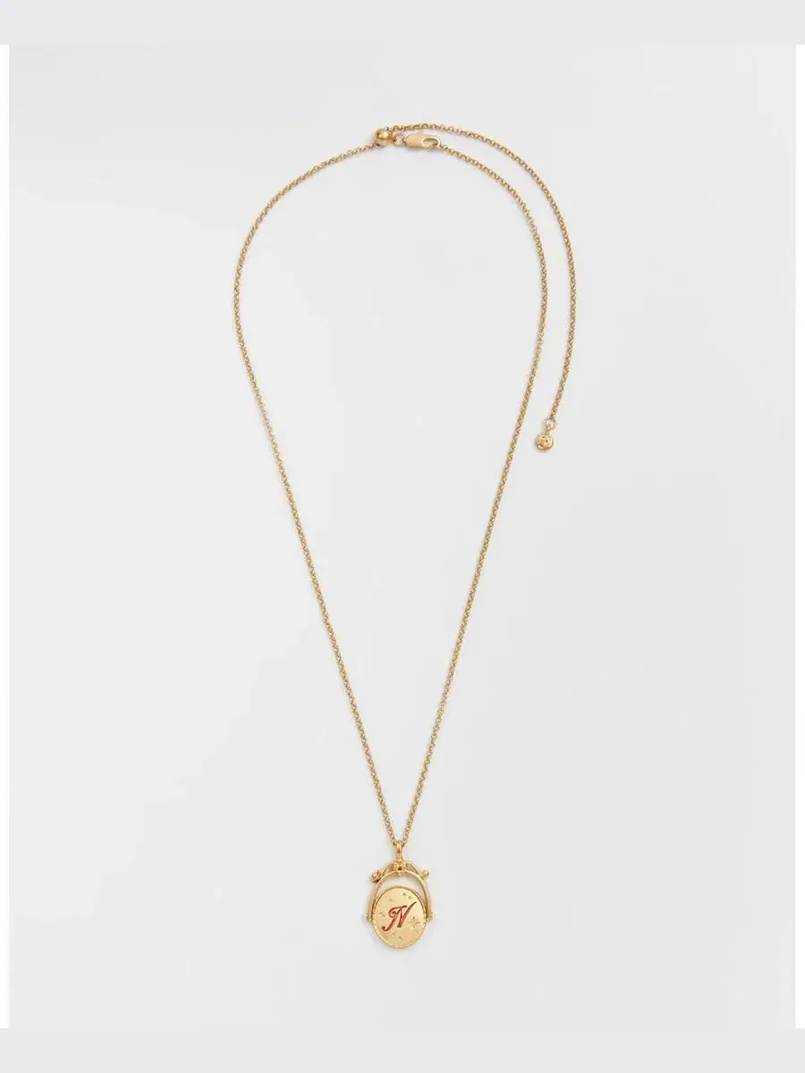Кулон-подвеска N Initial Nasturtium Gold Spinner Chain Necklace Fable England