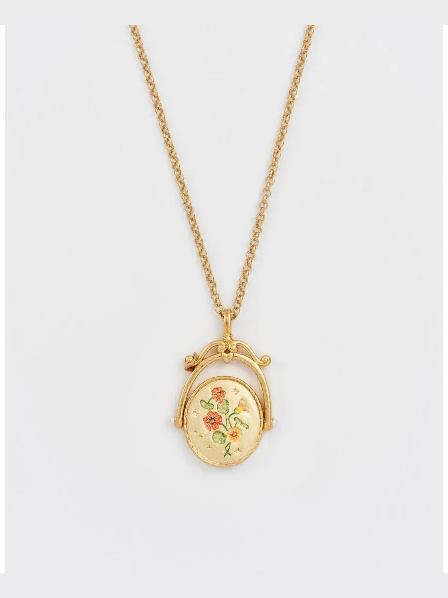 Кулон-подвеска N Initial Nasturtium Gold Spinner Chain Necklace Fable England — изображение 2 из 7, оттенок золото