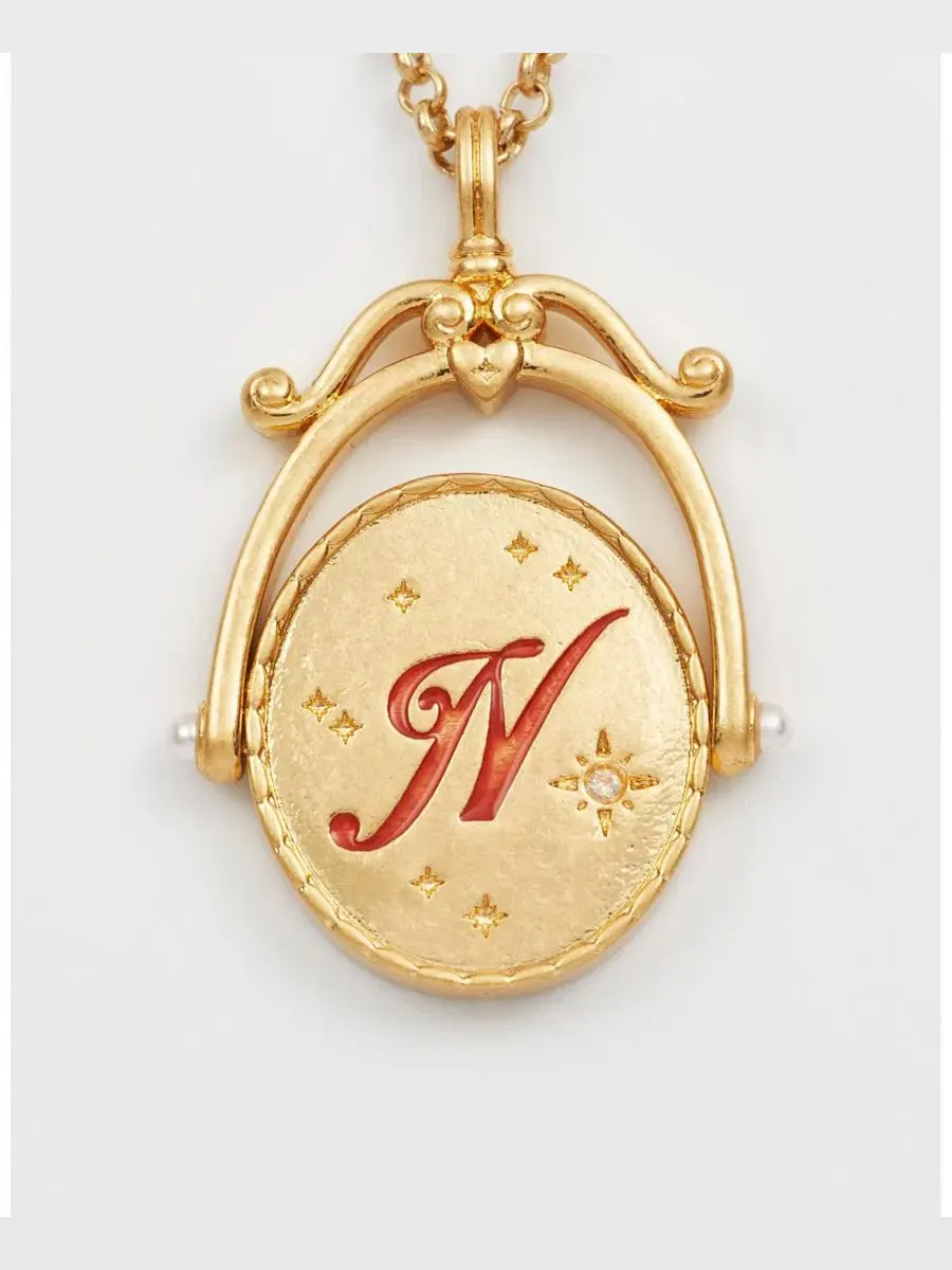 Кулон-подвеска N Initial Nasturtium Gold Spinner Chain Necklace Fable England — изображение 3 из 7, оттенок золото