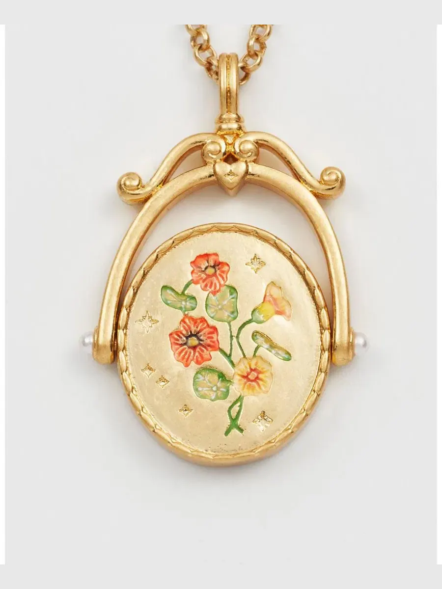 Кулон-подвеска N Initial Nasturtium Gold Spinner Chain Necklace Fable England — изображение 4 из 7, оттенок золото
