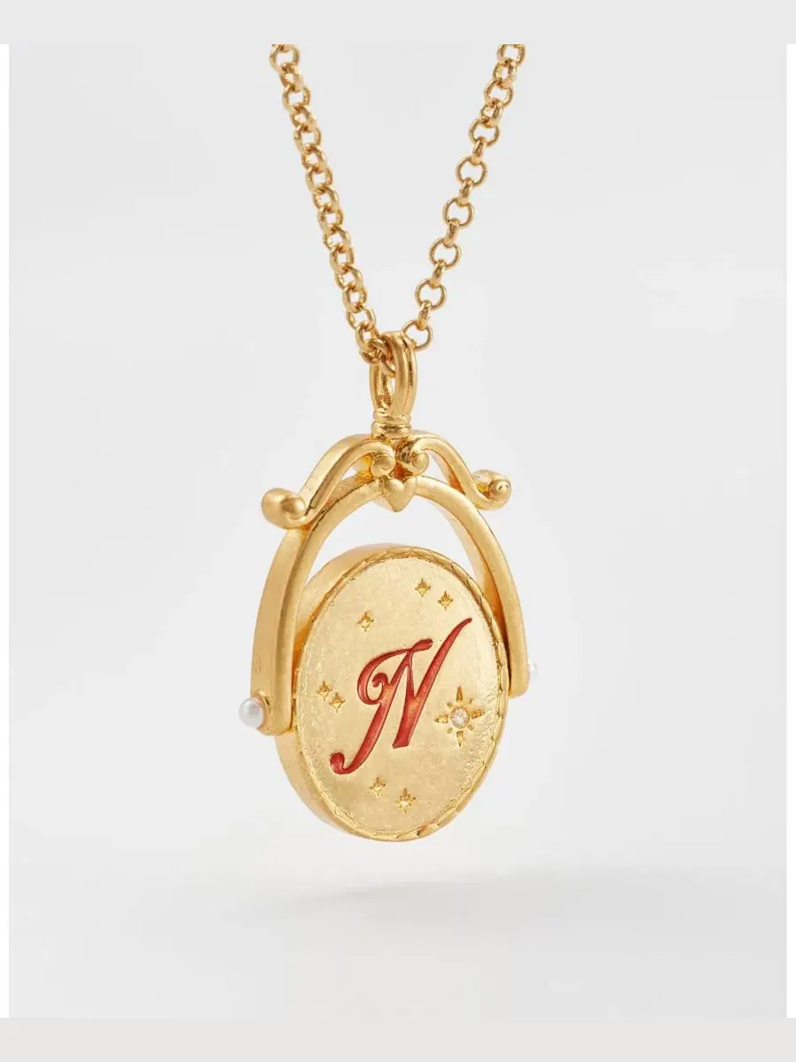 Кулон-подвеска N Initial Nasturtium Gold Spinner Chain Necklace Fable England — изображение 5 из 7, оттенок золото