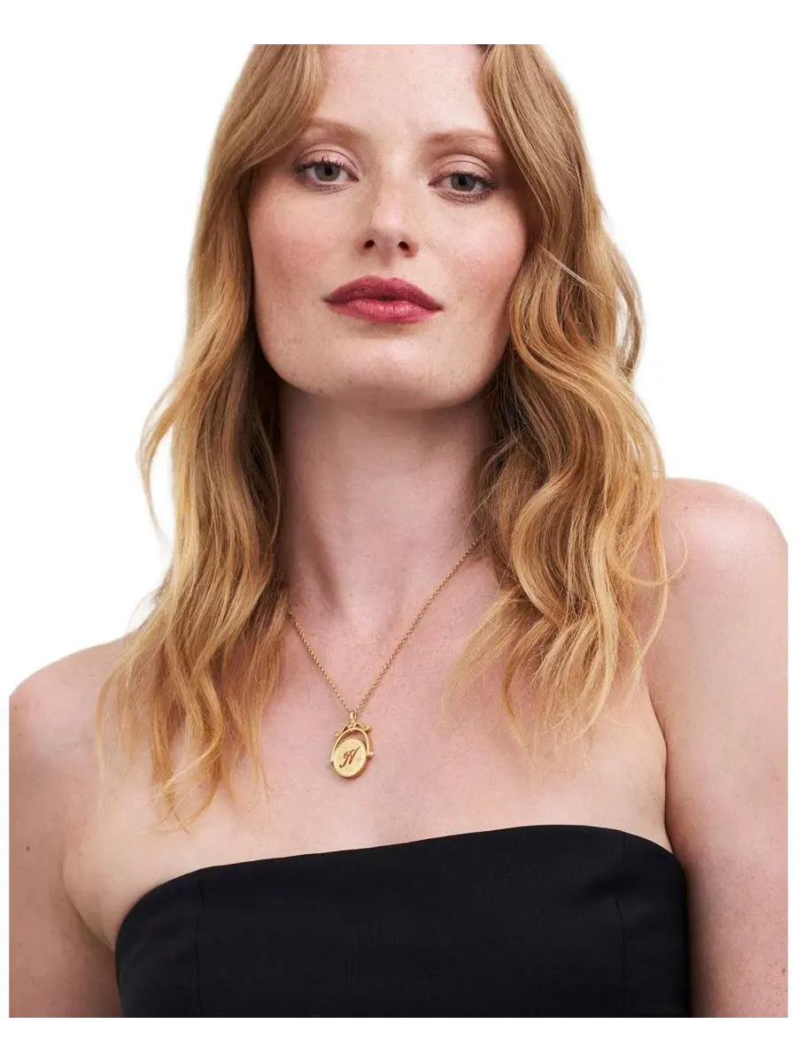 Кулон-подвеска N Initial Nasturtium Gold Spinner Chain Necklace Fable England — изображение 6 из 7, оттенок золото