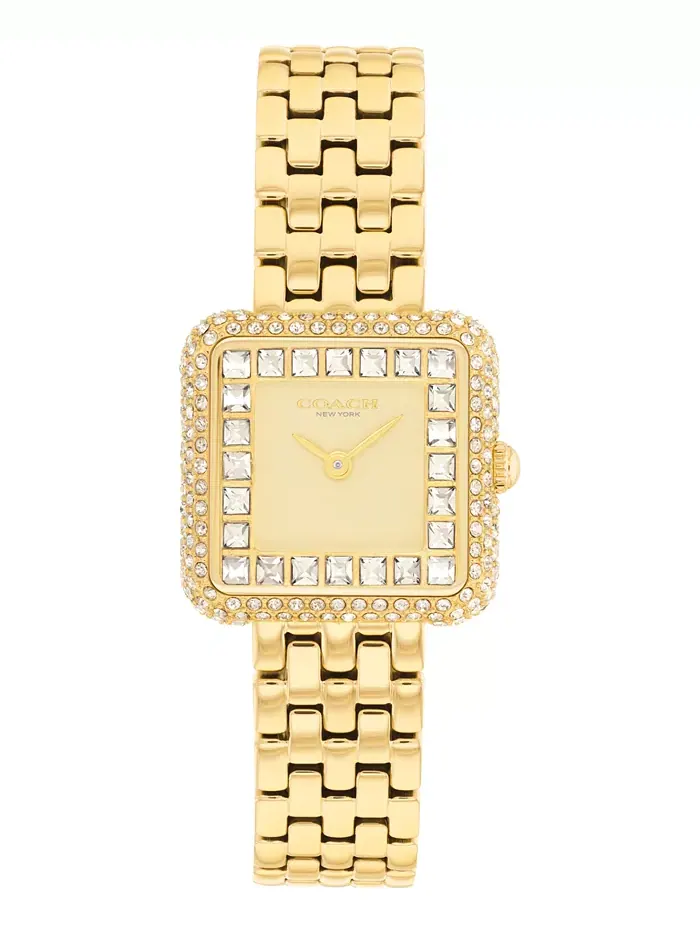 Женские часы Cass Gold Tone на стальном браслете 24 мм Coach