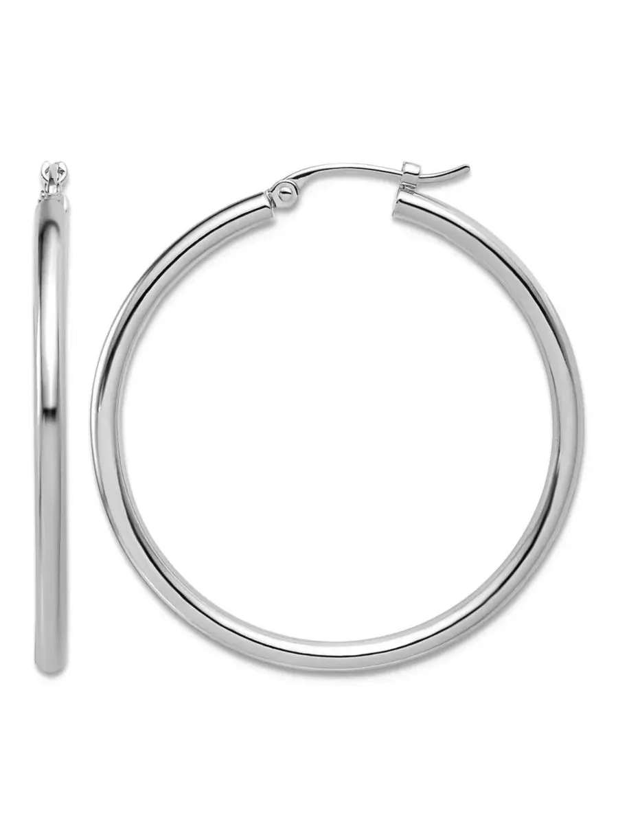 Серьги-кольца классические из платины 950, модель Classic Hoop Curata Jewelry
