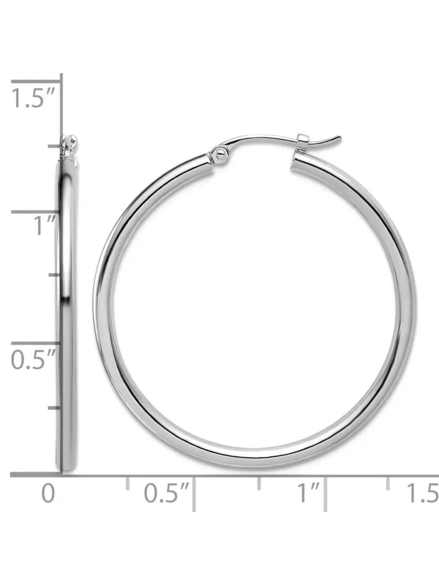 Серьги-кольца классические из платины 950, модель Classic Hoop Curata Jewelry — изображение 2 из 7, оттенок серебряный
