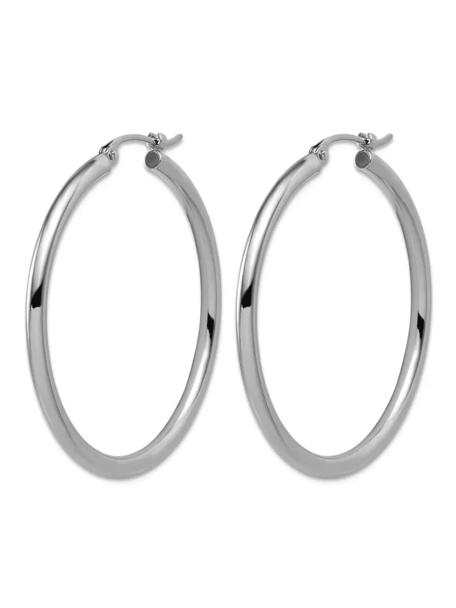 Серьги-кольца классические из платины 950, модель Classic Hoop Curata Jewelry — изображение 3 из 7, оттенок серебряный