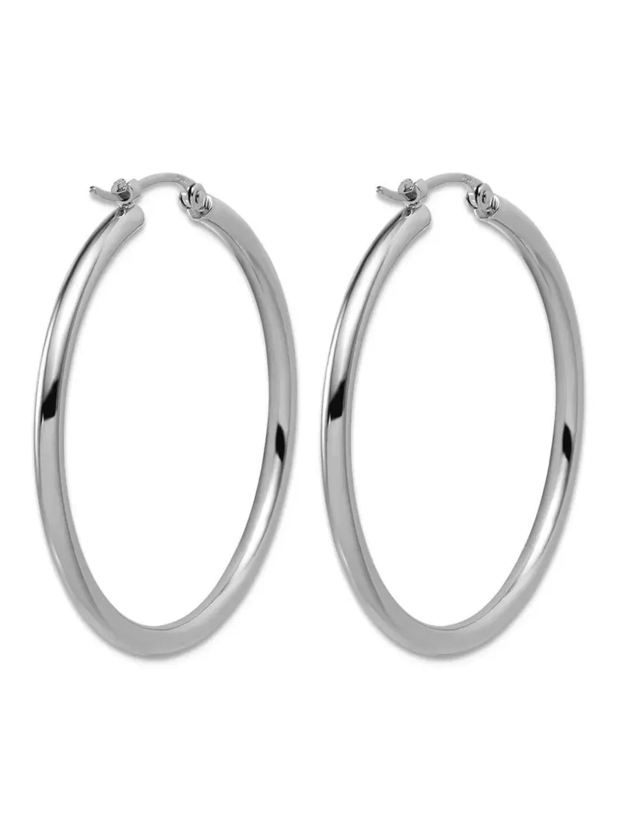 Серьги-кольца классические из платины 950, модель Classic Hoop Curata Jewelry — изображение 4 из 7, оттенок серебряный