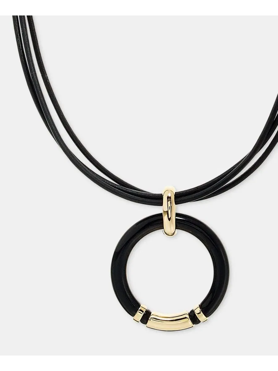Цветное кольцо, кожаный кулон, колье Lauren Ralph Lauren — изображение 3 из 5, оттенок черный
