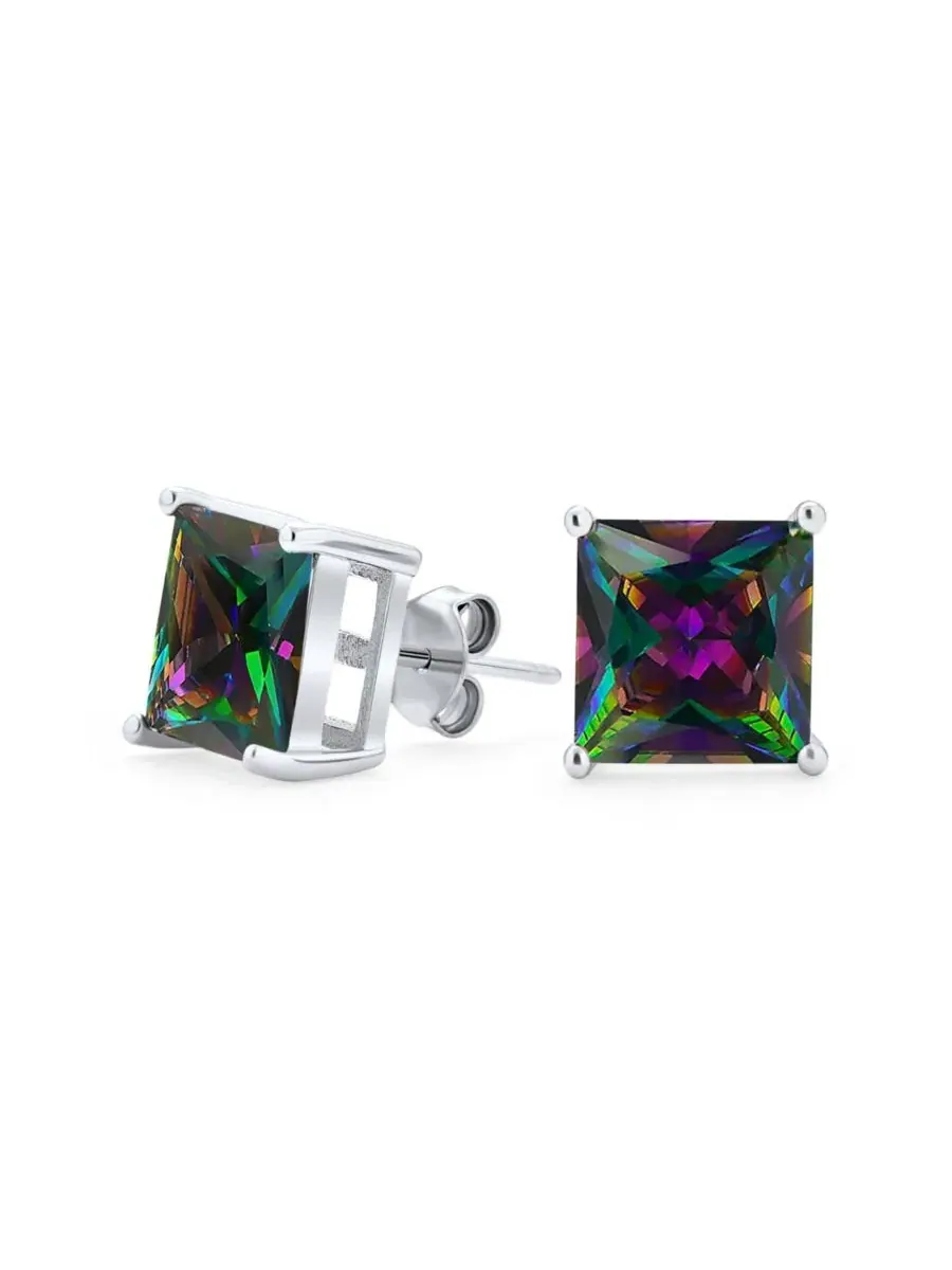 Серьги-гвоздики из стерлингового серебра с кубическим цирконием Mystic Rainbow Bling Jewelry