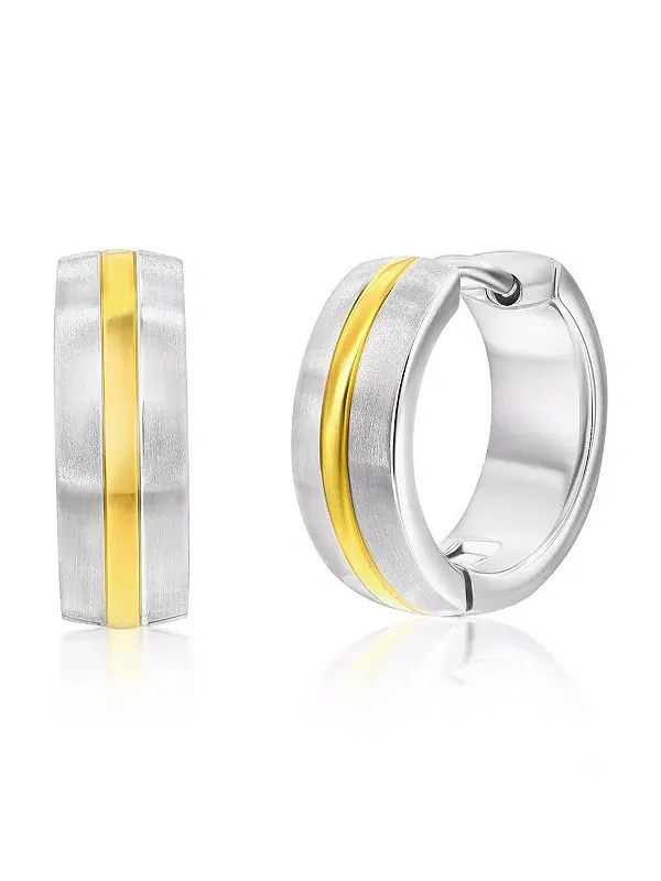 Серьги-Кольца Huggie Hoops из нержавеющей стали диаметром 15 мм с матовой и полированной отделкой