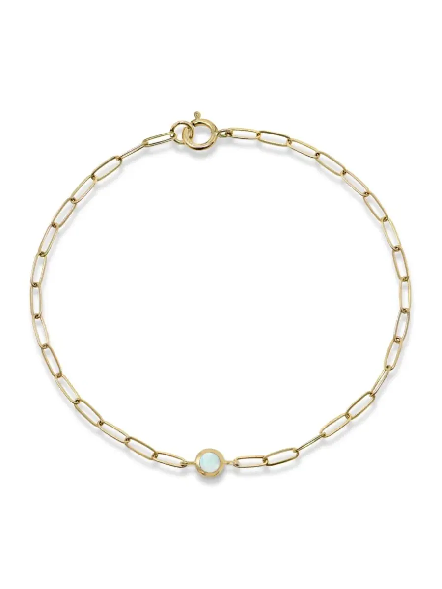 Браслет-цепочка с камнем-талисманом Classique Birthstone Paperclip Anzie — желтый