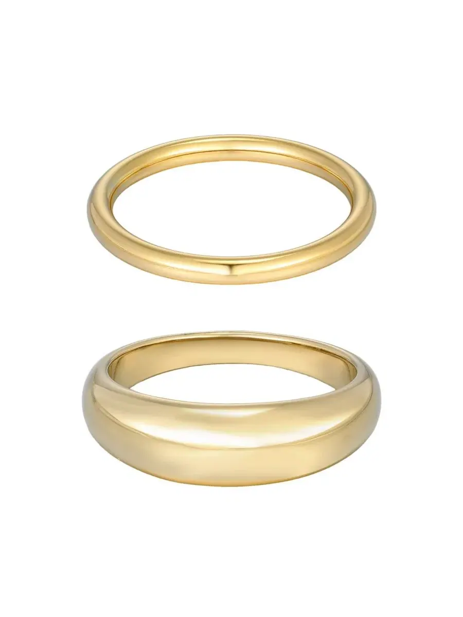 Комплект колец без потускнения с позолотой 18k, модель Chunky Dome ADORNIA