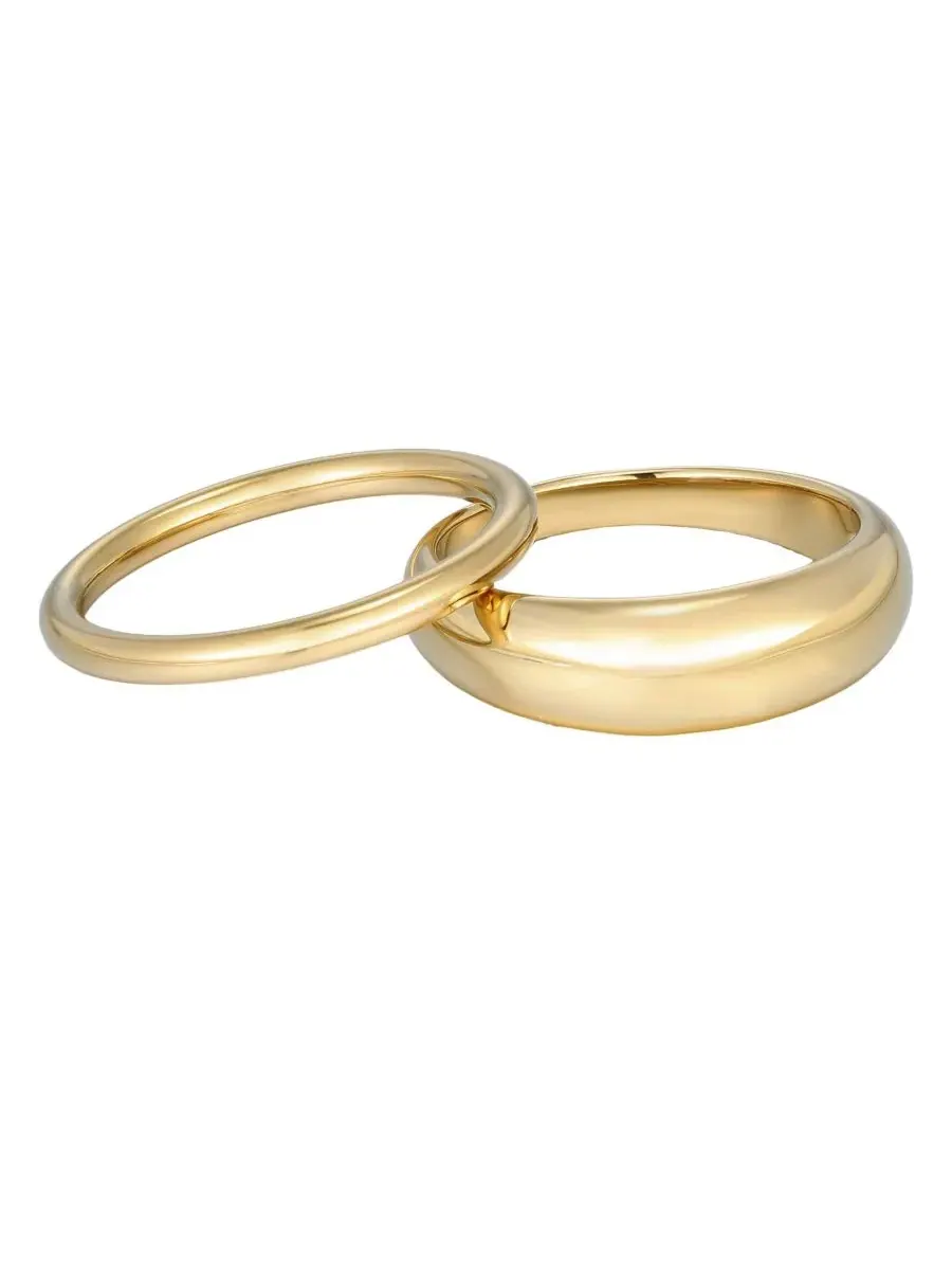 Комплект колец без потускнения с позолотой 18k, модель Chunky Dome ADORNIA — изображение 2 из 5
