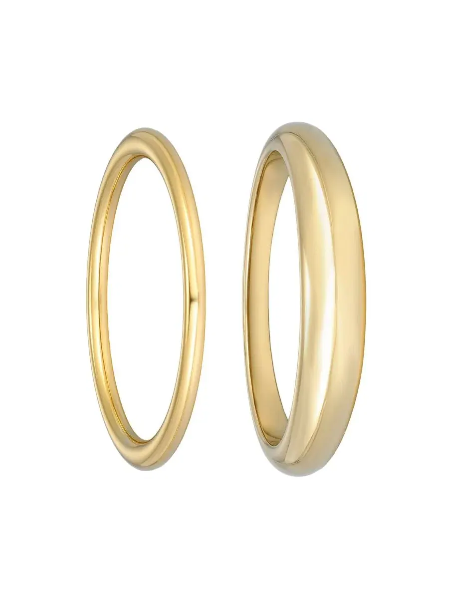 Комплект колец без потускнения с позолотой 18k, модель Chunky Dome ADORNIA — изображение 3 из 5
