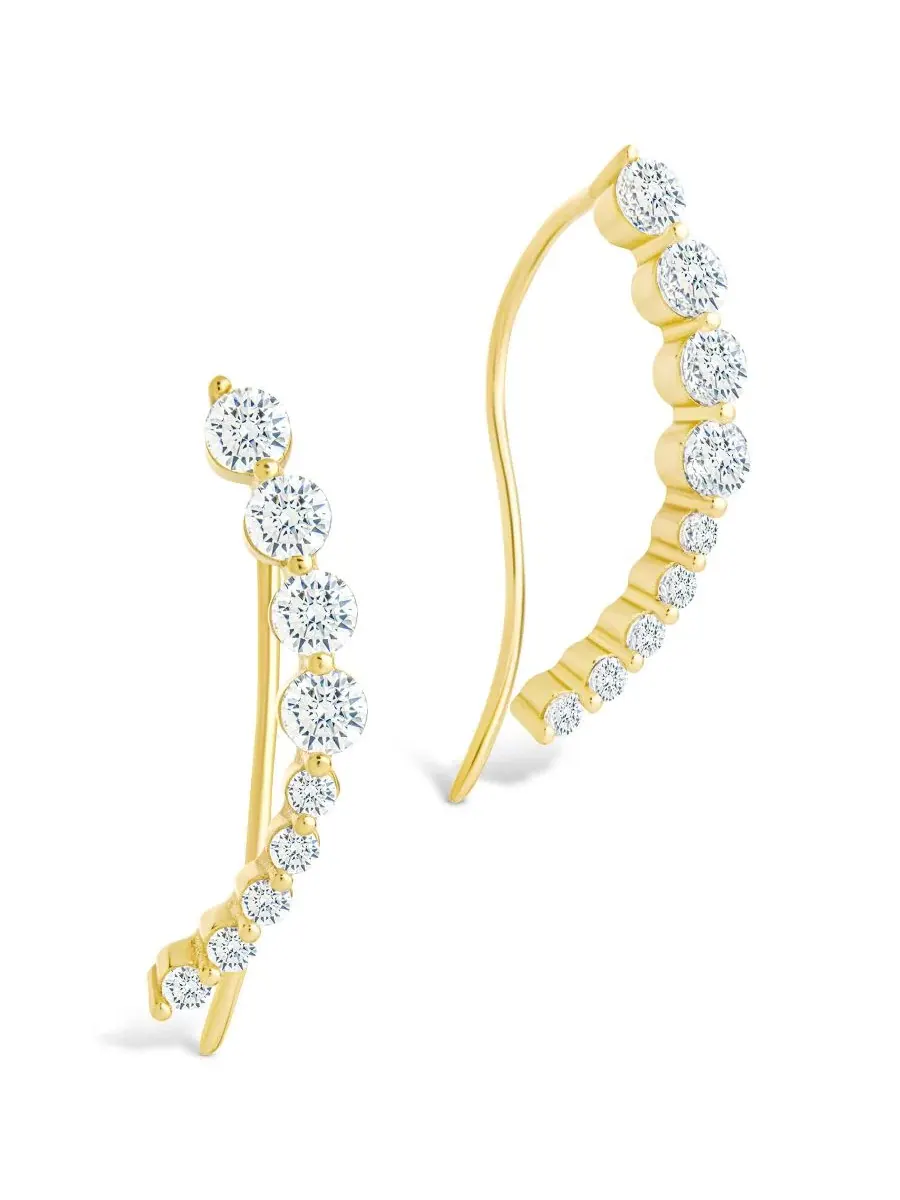 Серьги-каффы с круглыми фианитами Sterling Forever