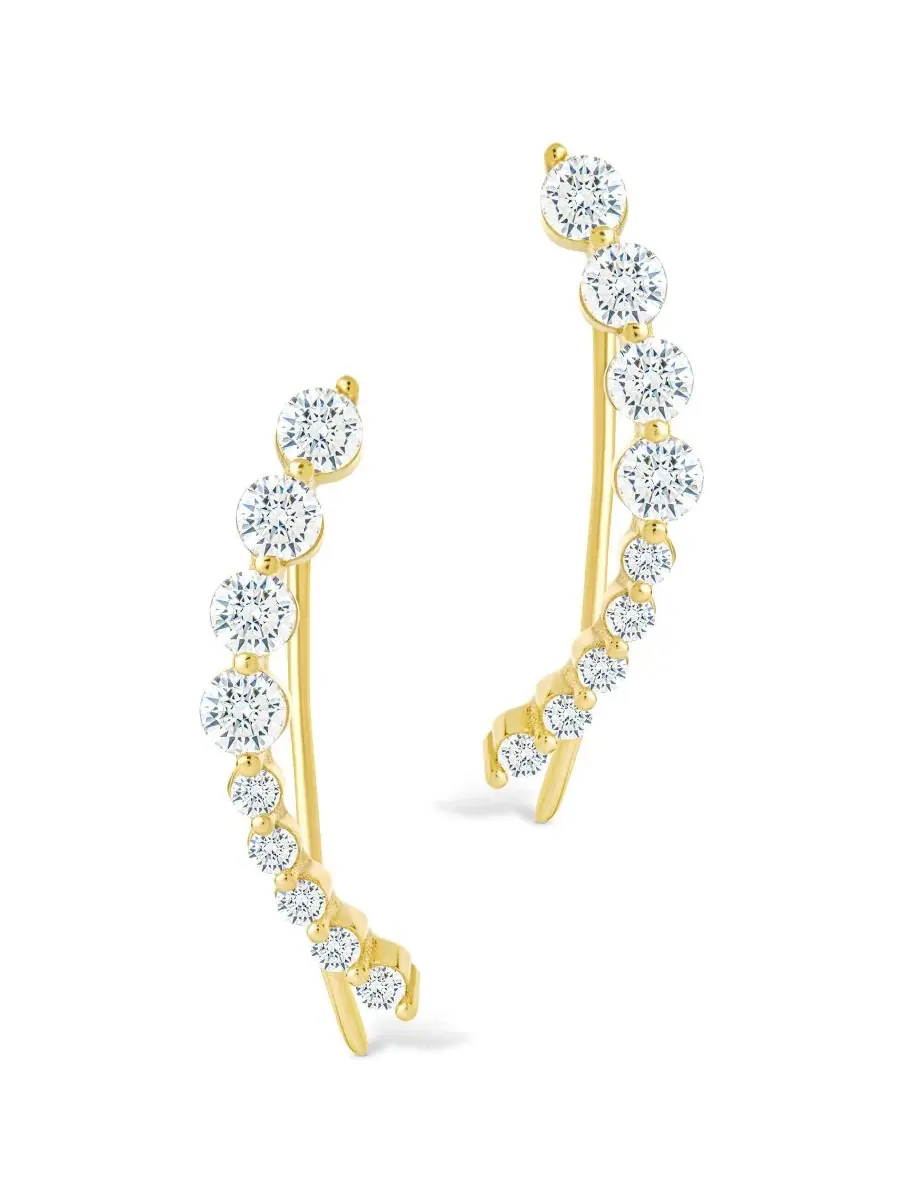 Серьги-каффы с круглыми фианитами Sterling Forever — изображение 2 из 5, оттенок золото