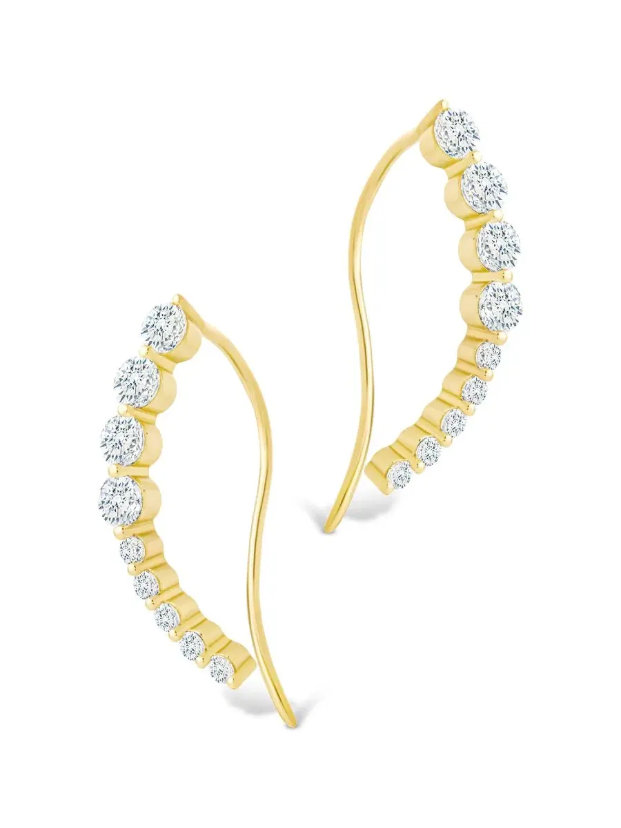 Серьги-каффы с круглыми фианитами Sterling Forever — изображение 3 из 5, оттенок золото