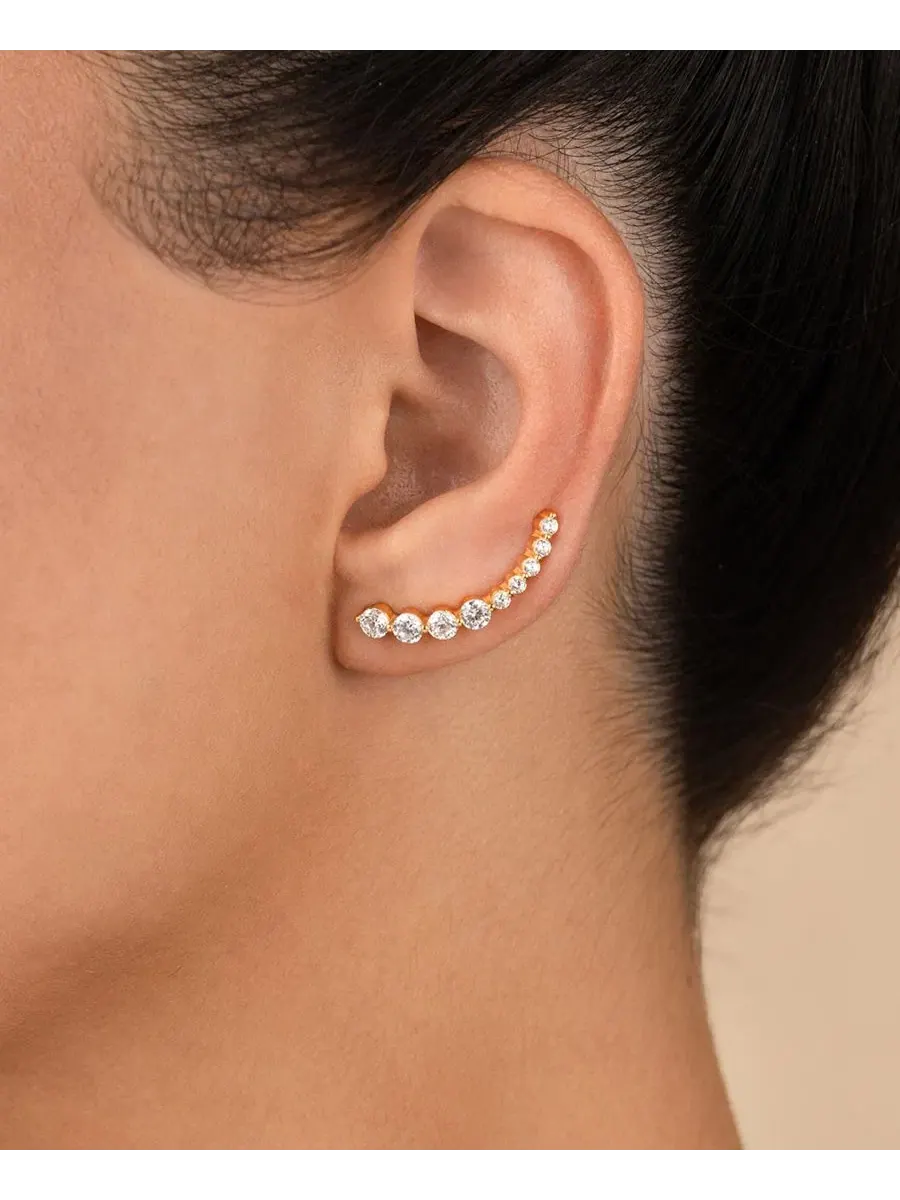 Серьги-каффы с круглыми фианитами Sterling Forever — изображение 5 из 5, оттенок золото