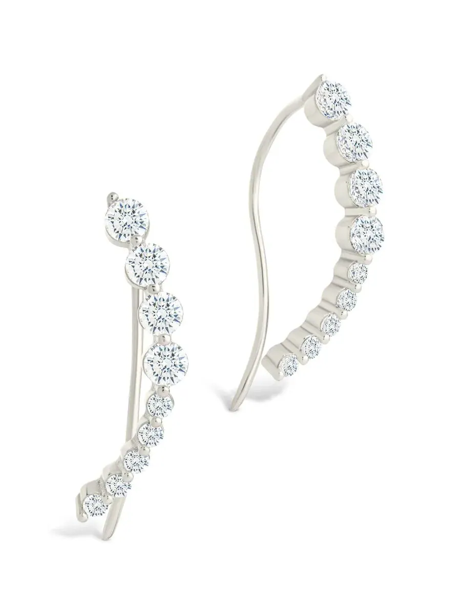 Серьги-каффы Sterling Silver с циркониями Brilliant Round, модель CZ Crawlers Sterling Forever