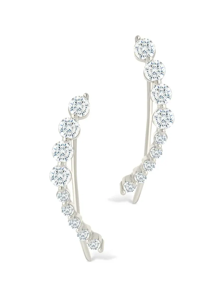 Серьги-каффы Sterling Silver с циркониями Brilliant Round, модель CZ Crawlers Sterling Forever — изображение 2 из 5