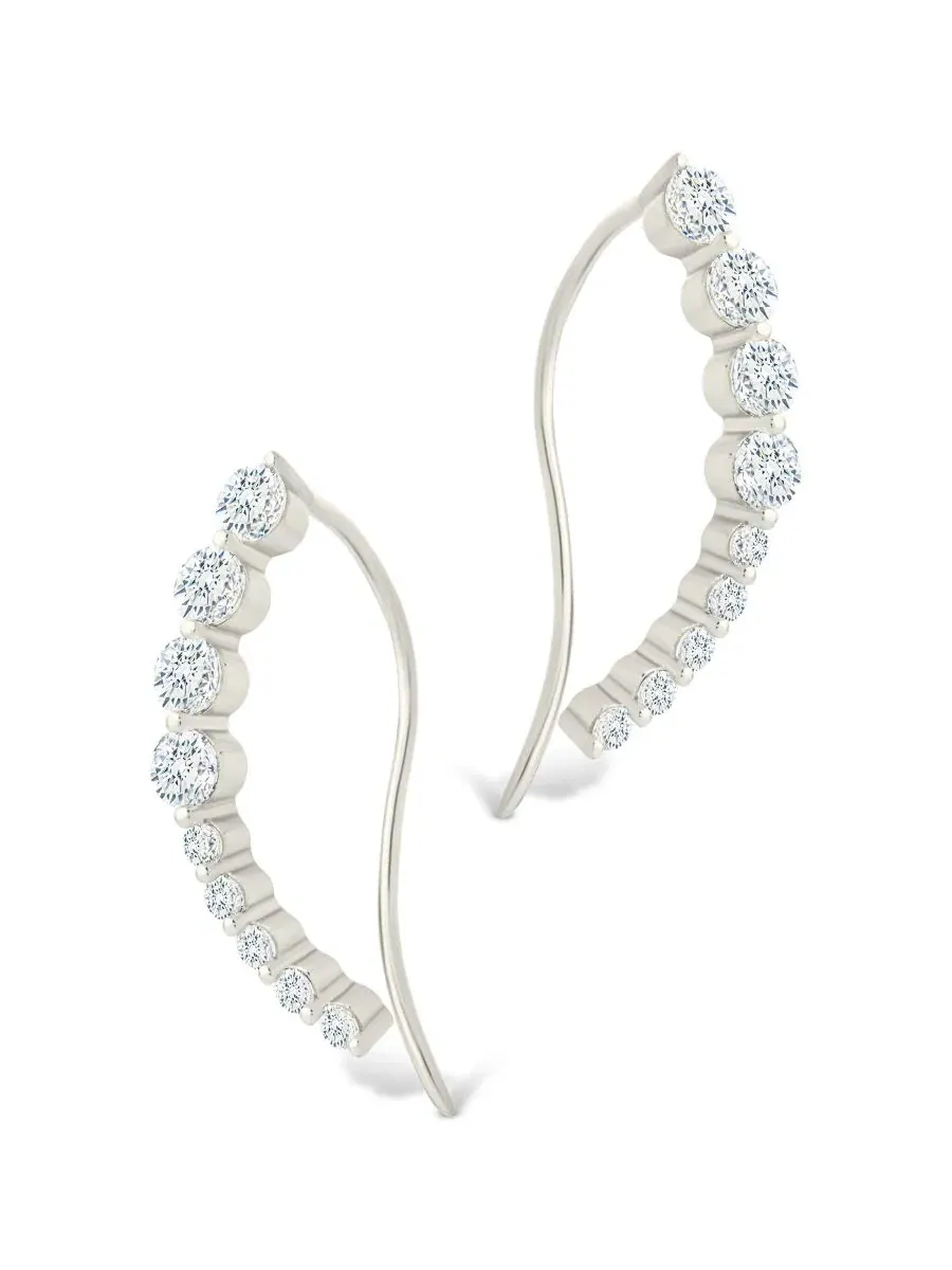 Серьги-каффы Sterling Silver с циркониями Brilliant Round, модель CZ Crawlers Sterling Forever — изображение 3 из 5
