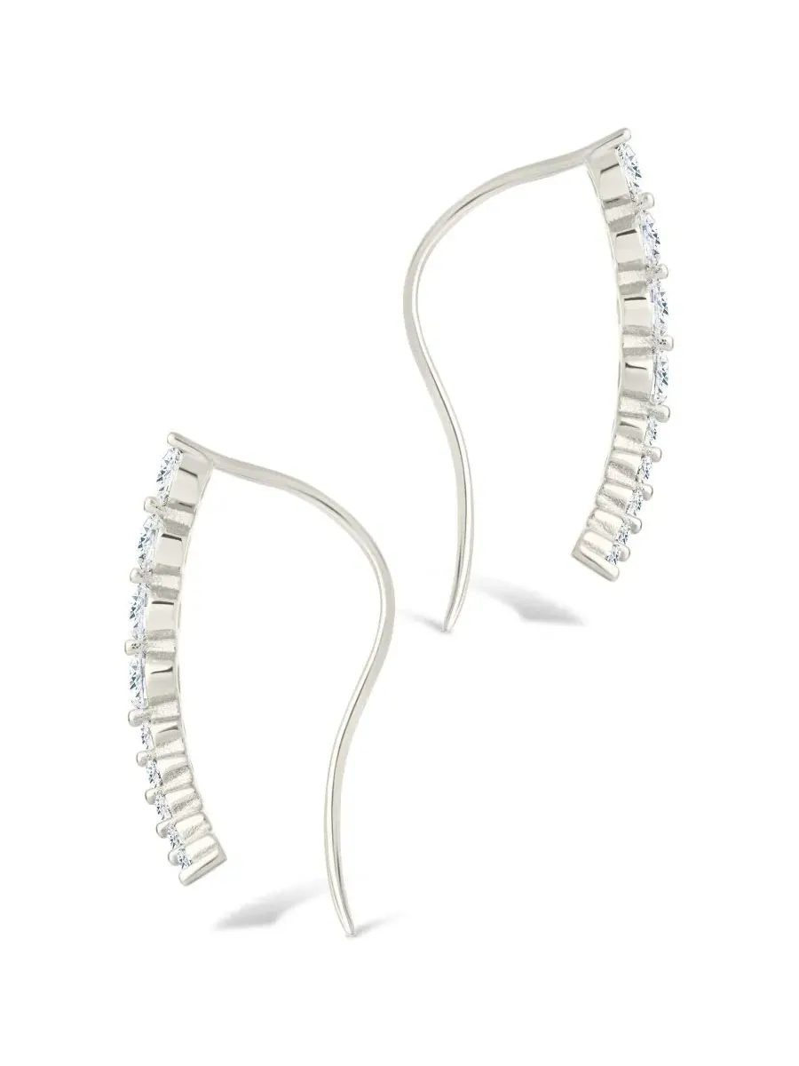 Серьги-каффы Sterling Silver с циркониями Brilliant Round, модель CZ Crawlers Sterling Forever — изображение 4 из 5