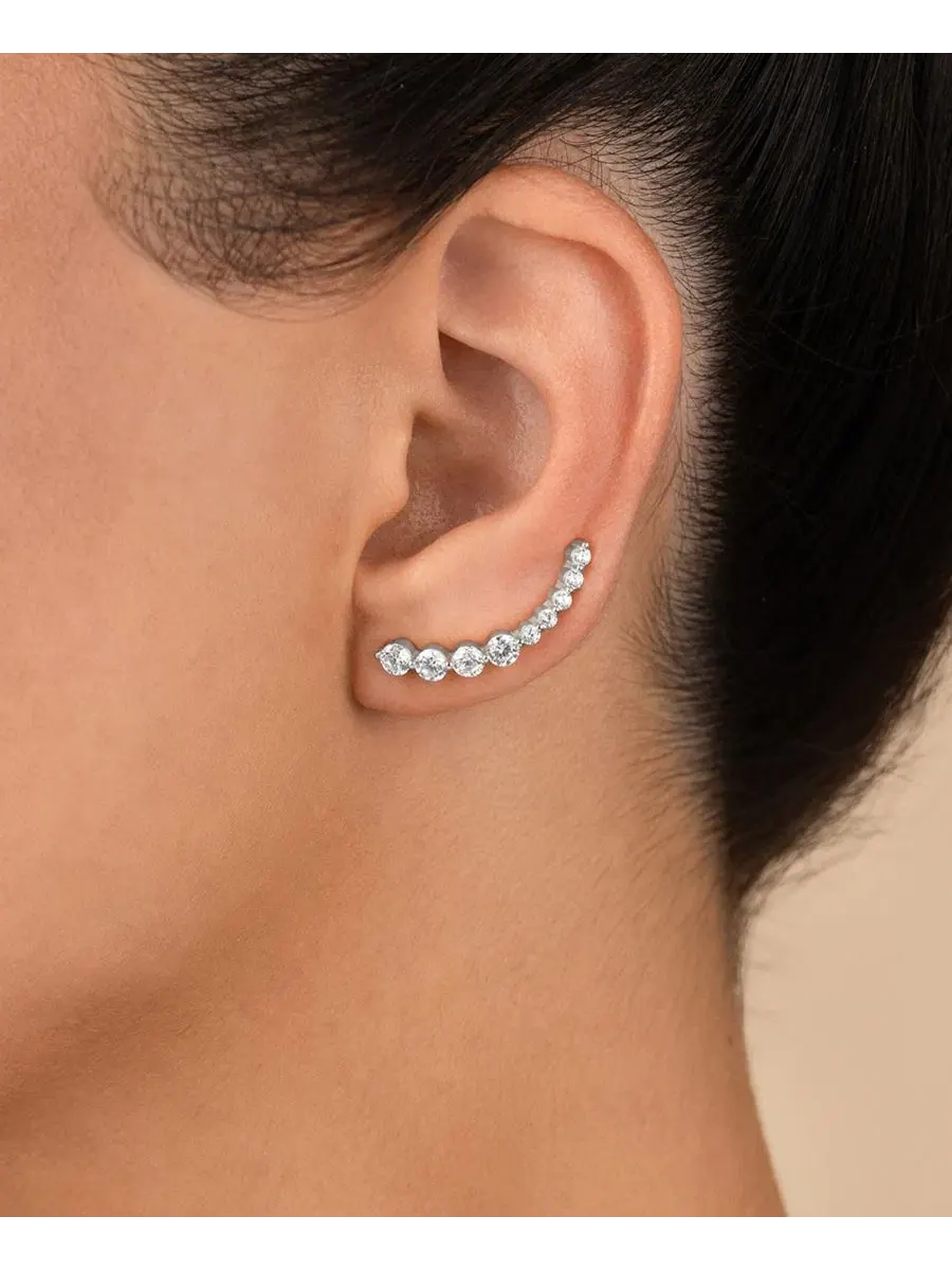 Серьги-каффы Sterling Silver с циркониями Brilliant Round, модель CZ Crawlers Sterling Forever — изображение 5 из 5