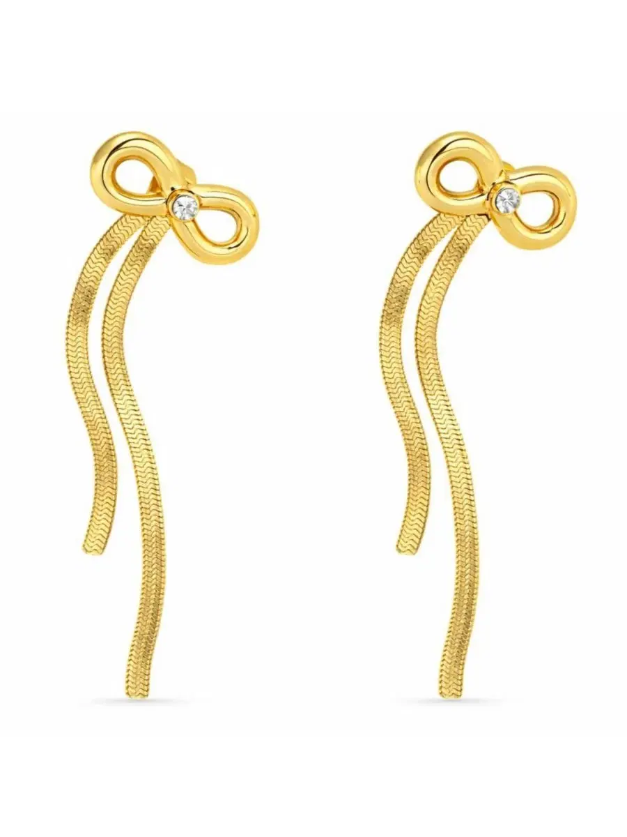 Серьги-подвески с цепочкой и бантом, 16x40 мм, из нержавеющей стали Rebl Jewelry