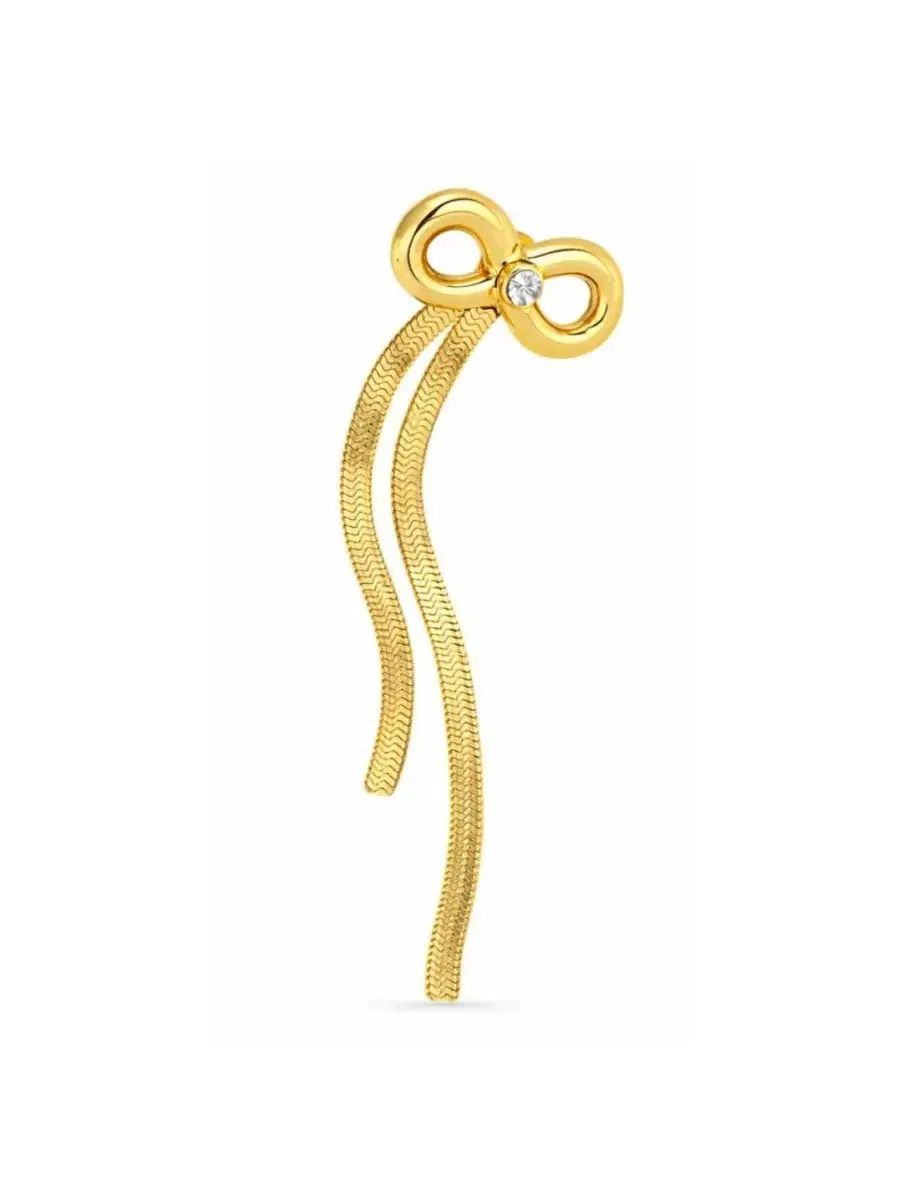 Серьги-подвески с цепочкой и бантом, 16x40 мм, из нержавеющей стали Rebl Jewelry — изображение 3 из 3, оттенок золото