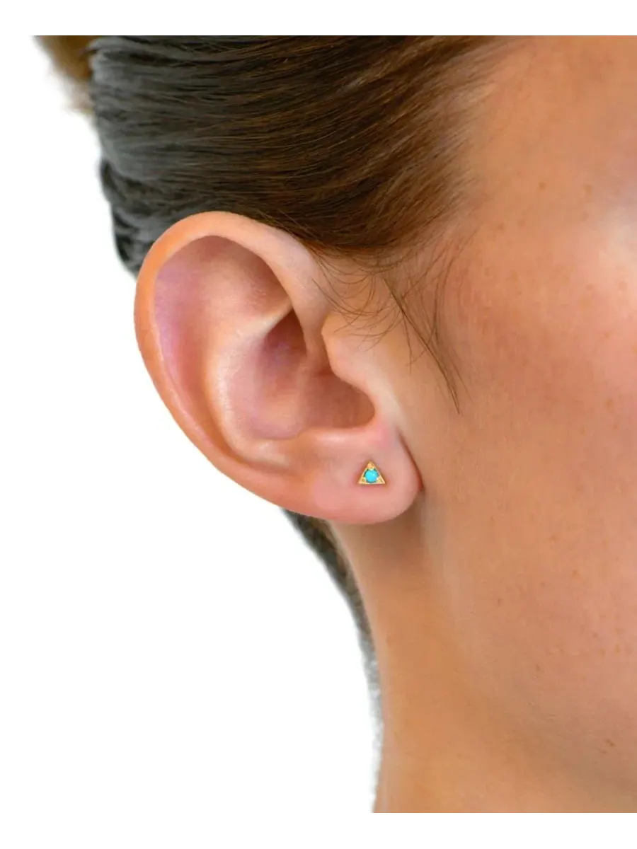 Серьга-пусета с бирюзой Cleo Round Single Stud Anzie — изображение 3 из 3, оттенок бирюзовый